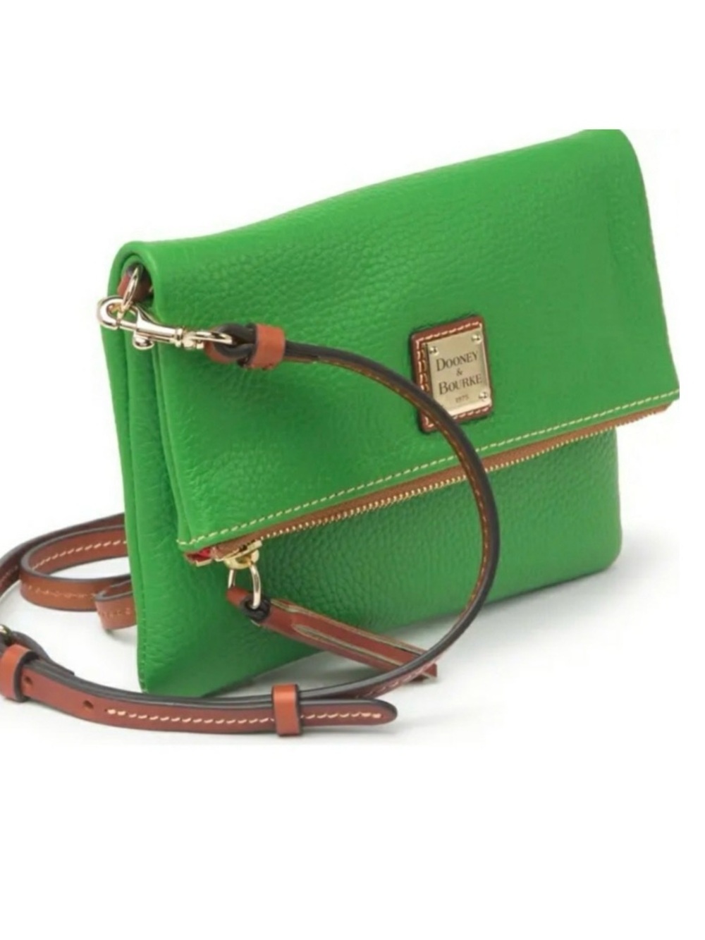 NWT Dooney & Bourke Florentine Foldover Zip Crossbody Bag in Kelly Green NWT